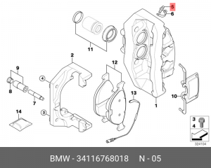 Штуцер BMW (E81) суппорта тормозного заднего прокачной OE 34 11 6 768 018 BMW
