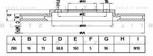 Диск тормозной задний FORD Transit 06- BS0261 BS0261 BLITZ