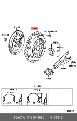 КОРЗИНА СЦЕПЛЕНИЯ 31210-42030 31210-42030 TOYOTA
