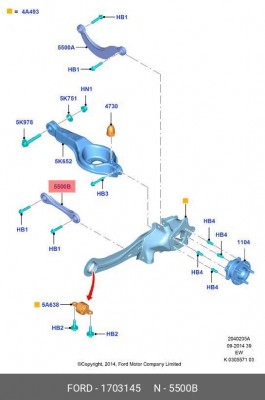 РЫЧАГ ЗАДНЕЙ ПОДВЕСКИ FOCUS 2011- 1703145 1703145 FORD