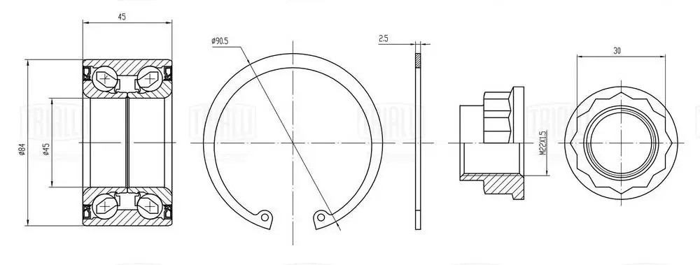 Подшипник ступицы для а/м Toyota Camry (01-)/Camry (06-)/Camry (11-) перед. (кмп CS1973 TRIALLI