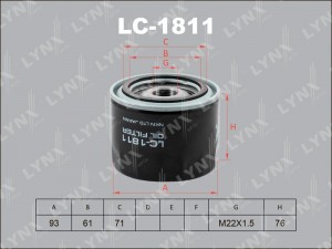 Фильтр масляный LC-1811 LYNXAUTO
