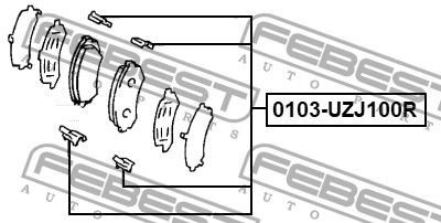 Комплект монтажный для дисковых колодок TOYOTA LAND CRUISER 100 1998-2007 0103-U 0103-UZJ100R FEBEST