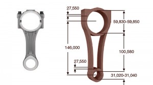 Шатун Iveco Daily/Ducato 2,3HDi F1AE3481/F1AFL411 Euro5/6 втулка 30.8 мм (580184 KB7080844 KSMG