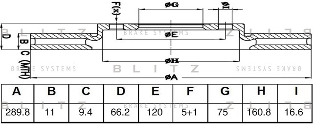 Диск тормозной задний BS0576 BS0576 BLITZ