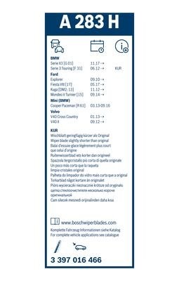 Щетка стеклоочистителя задняя FORD KUGA, ESCAPE 2012- [A283H] 280 мм 3397016466 3397016466 BOSCH
