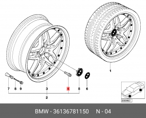Болт колеса BMW OE 36136781150 BMW