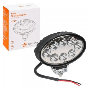 Фара рабочего света 140х86х55мм 24W 8LED овальная AIRLINE ALED012 AIRLINE