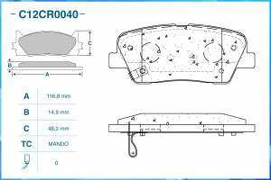 Колодки тормозные дисковые задние (Low Metallic) C12CR0040 CWORKS