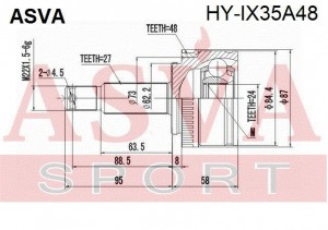 HYIX35A48  ШРУС НАРУЖНЫЙ 24x64,4x27 HY-IX35A48 ASVA