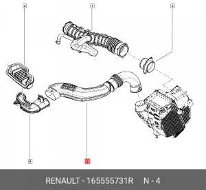 Патрубок RENAULT Duster (12-) фильтра воздушного OE 165555731R RENAULT