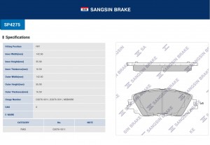 Колодки тормозные TOYOTA Camry LEXUS передние (4шт.) SANGSIN SP4275 SANGSIN