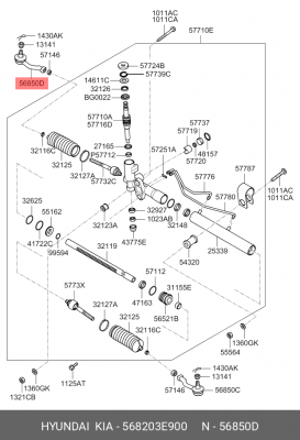 Наконечник рулевой тяги KIA Sorento (02-) правый OE 568203E900 HYUNDAI KIA