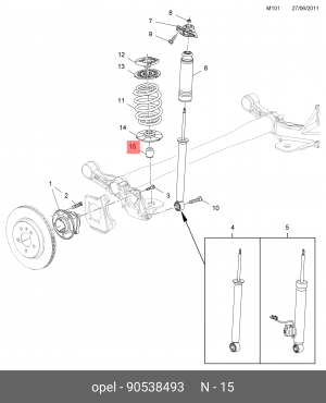 Амортизатора заднего отбойник 90538493 90538493 GENERAL MOTORS