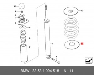 Проставка пружины BMW 3 (98-05) подвески задней верхняя OE 33 53 1 094 518 BMW