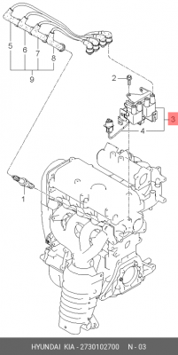 Катушка зажигания KIA Picanto (04-) (1.1) OE 2730102700 HYUNDAI KIA
