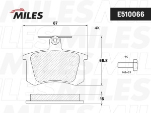 Колодки тормозные задние (Смесь CERAMIC серия PRO) AUDI А100 8295/A4 9597/A6 959 E510066 MILES