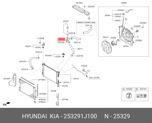 Горловина радиатора заливная 25329-1J100 253291J100 HYUNDAI KIA