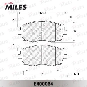 Колодки тормозные передние (без датчика) (Смесь Low-Metallic) (HYUNDAI ACCENT II E400064 MILES