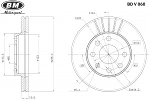 Диск тормозной вентилируемый, 236 мм (1 шт.) BDV060 BDV060 BM MOTORSPORT