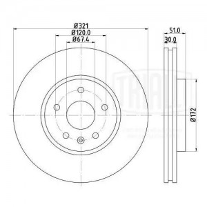 Диск торм. Opel Insignia (08-)/Saab 9-5 (10-) перед. d=321 R17 (окраш.) (DF 2102 DF210214 TRIALLI