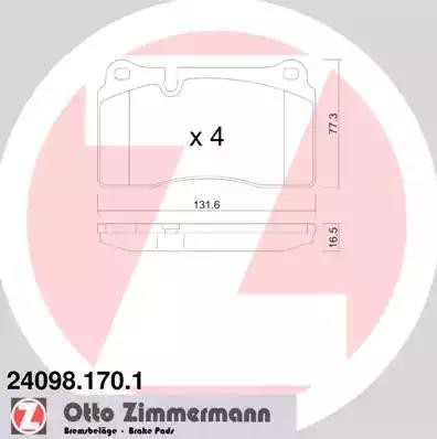 колодки дисковые !перед. 132x77x16 \ VW Touareg, Land Rover Range Rover 3.2-4.2i 24098.170.1 ZIMMERMANN
