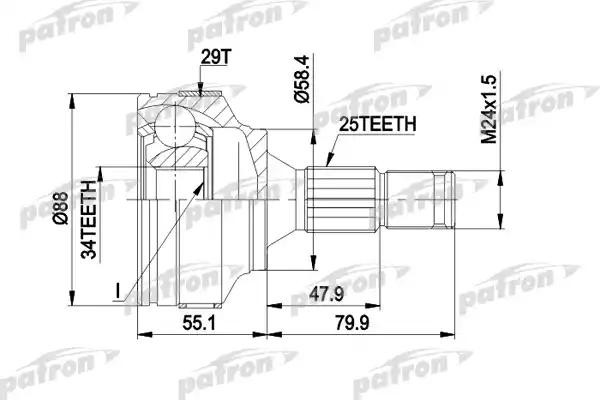 ШРУС наружн к-кт CITROEN: BERLINGO 96 -, BERLINGO PCV1302 PATRON