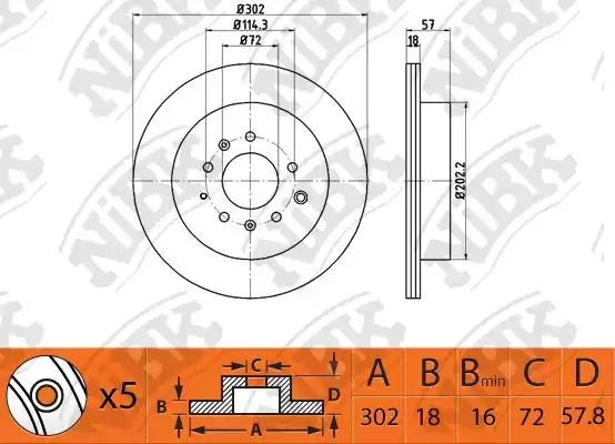 Диск тормозной MAZDA CX-7 (06-12) задний (1шт.) NIBK RN1502 NIBK