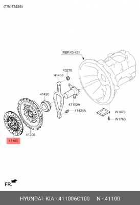 Диск сцепления HYUNDAI HD120 (17-) дв.D6GA (T85S6) (395мм) ведомый OE 411006C100 HYUNDAI KIA