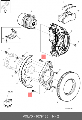 Болт крепления поворотного кулака, M20x2x65 1079435 VOLVO
