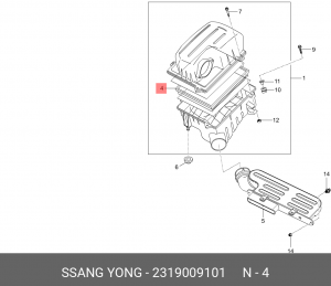 Фильтр воздушный SSANGYONG Actyon (09-),Kyron (09-),Actyon Sports (09-) (D20/27) 2319009101 SSANG YONG