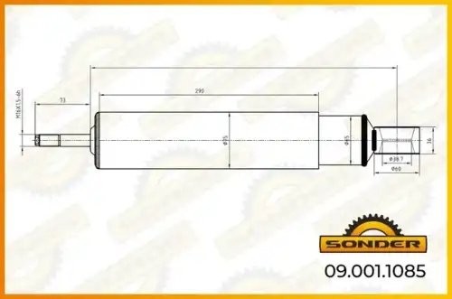 Амортизатор передней оси подруливающего моста Scania P, G, R 090011085 SONDER