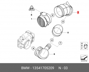 патрубок воздушного фильтра!\ BMW 3-ser E46 98-07 13 54 1 705 209 BMW