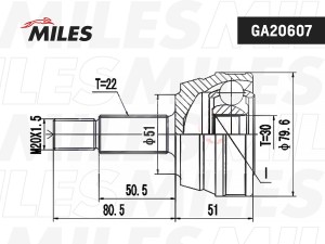 ШРУС наружный AUDI 80/90/VW PASSAT II/JETTA II 1.3-2.2 78-91 (GKN 302060) GA2060 GA20607 MILES