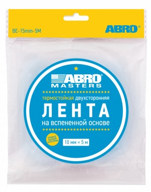 Скотч двухсторонний 10 мм х 5 м "ABRO" (черный) BE10MM5M ABRO