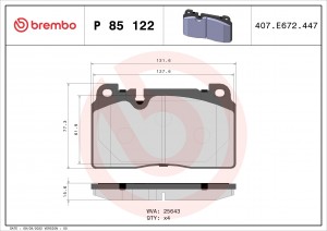 P85122 колодки дисковые передние!\ Audi Q5 2.0TFSI/3.0TFSI/2.0TDI/3.0TDI 08> P85122 BREMBO