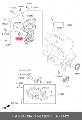 Сальник коленвала передний HYUNDAI i30 II/Elantra VI/KIA Cerato III 2,0L 21421-2 214212E000 HYUNDAI KIA