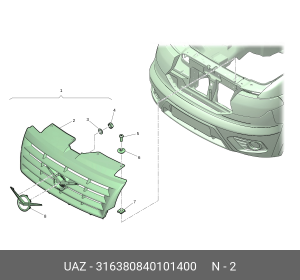 Облицовка радиатора УАЗ-3163 (14-) Н/О (ОАО УАЗ) 316380840101400 UAZ UAZ