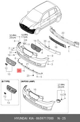 Скоба абсорбера бампера П-образная 8659717000 HYUNDAI KIA
