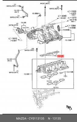 Прокладка коллектора MAZDA CX-9 (08-) впускного OE CY01-13-135 MAZDA
