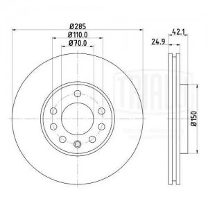 Диск торм. Opel Vectra C (02-)/SAAB 9-3 (02-) перед. R15 d=285 (DF 210212) DF 210212 TRIALLI