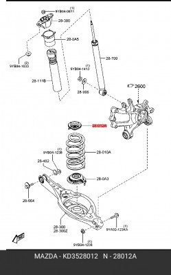 Опора MAZDA CX 5 (12-) пружины подвески задней верхняя ОЕ KD35-28-012 MAZDA