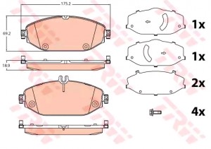 Колодки передние MERCEDES C300, C250 BlueTec W205 GDB2097 GDB2097 TRW