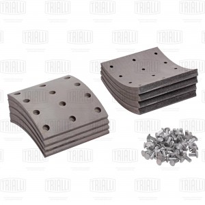 Накладка торм. колодки КАМАЗ 6520 Р/К 8 шт. R0 с закл. 180х187 (12 отверстий) (B BLT0710 TRIALLI