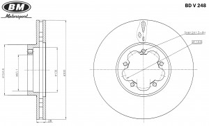 Диск тормозной вентилируемый M12x1.5 (1 шт.)  BDV248 BDV248 BM MOTORSPORT