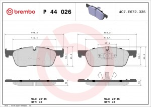 Колодки тормознае дисковые P44026 P44026 BREMBO