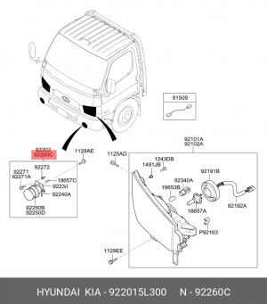 Hyundai/Kia,Фара противотуманная Lh Hd65,78'12- 92201-5L300 922015L300 MOBIS