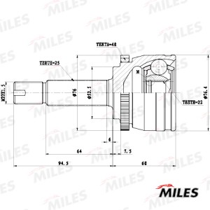 ШРУС наружный HYUNDAI SOLARIS/KIA RIO II-III 05- GA20664 GA20664 MILES