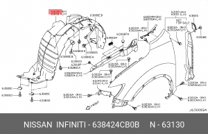 подкрылок! передний правый\ Nissan X-Trail (T32) 14> 63842-4CB0B NISSAN