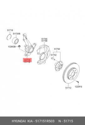 Кулак поворотный HYUNDAI Solaris (11-) левый OE 517151R503 HYUNDAI KIA